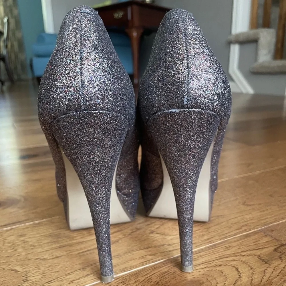 Steve Madden Caryssag Gold Multicolored Glitter Platform Heels Size 8 - Picture 7 of 8